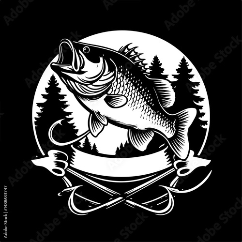 Epic Bass Fishing Catch – Jumping Largemouth Bass Artwork"