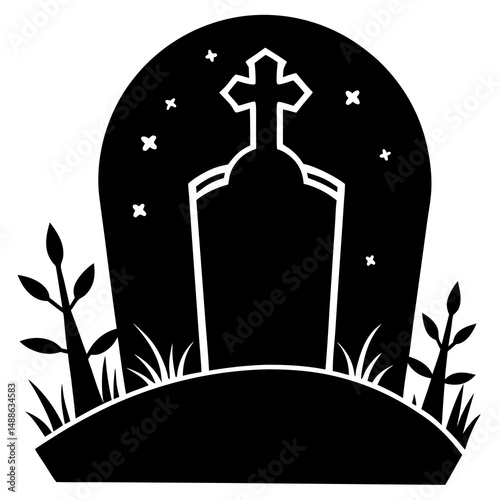 Grave silhouette vector illustration