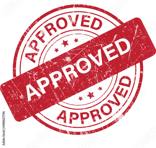 Classic Red Approved Stamp with Grunge Textured Effect