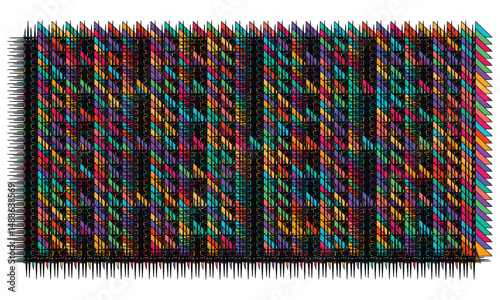 Abstract Artwork Featuring Intersecting Lines and Varied Colors