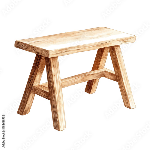 Wooden Canvas Stretcher Frame, watercolor painting vector, high quality, isolated on a white background.
