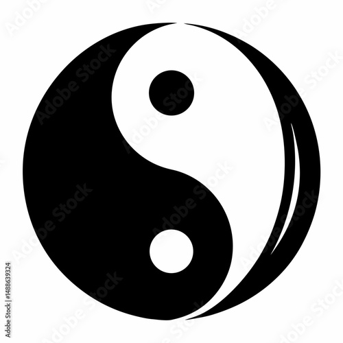 Yin yang silhouette icon on white background