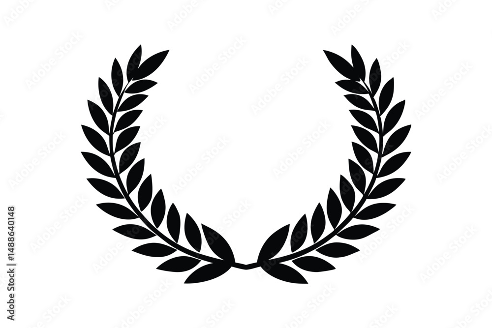 Fototapeta premium Greek Olive Branch Laurel Wreath Silhouette Vector Design