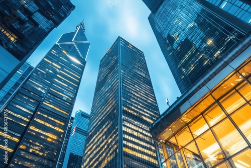 Wallpaper Mural Modern urban skyline at night showcasing architectural beauty and vibrant city lights, City downtown night view Modern urban architecture and high skyscrapers of Hong Kong financial center Torontodigital.ca