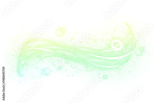 A Luminous Swirl of Light A Dreamlike Dance of Green and Yellow isolated on a transparent background