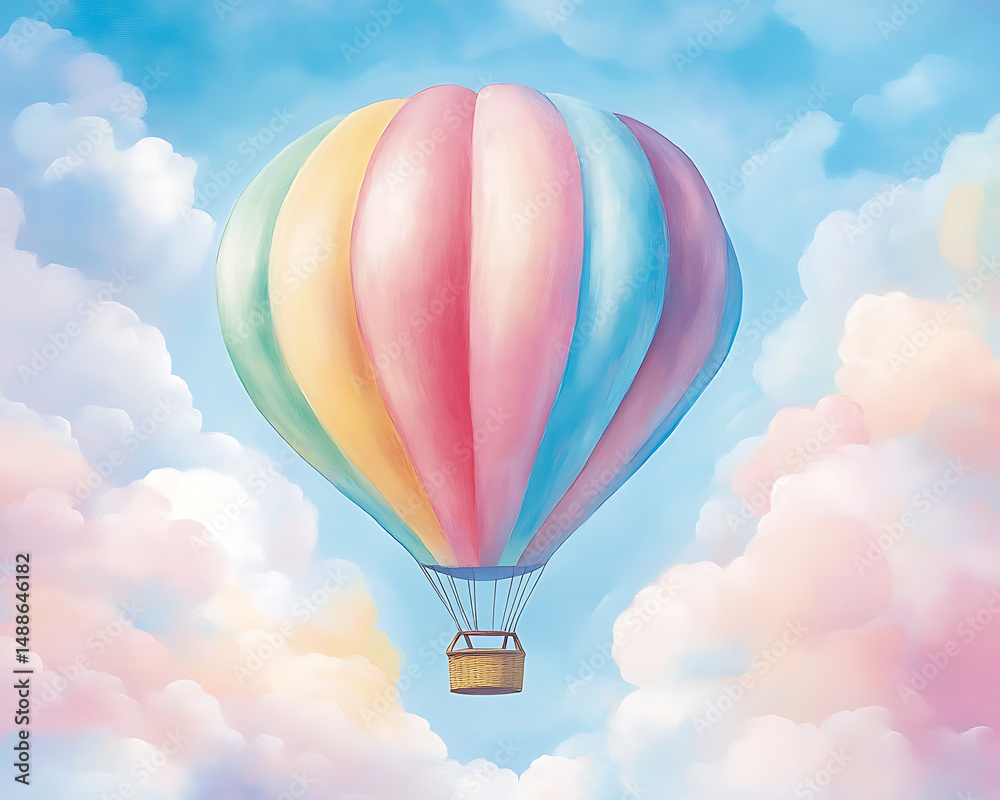 Obraz premium Pastel Hot Air Balloon Sky.