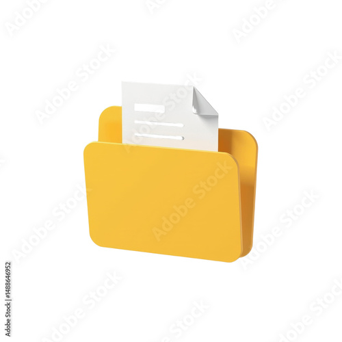 realistic 3d icon of a document folder, isolated on white background