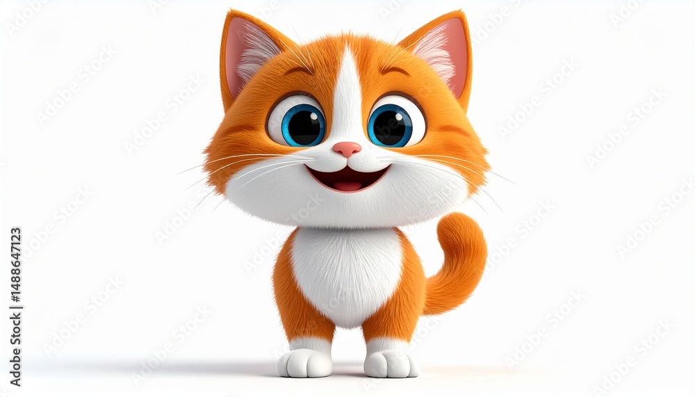 Fototapeta premium Animated cartoon cat illustration