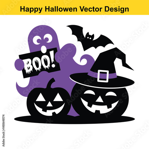 Halloween Vector Icons Set – Pumpkins, Ghost, Witch Hat, Bat, Skull & Spider Web, Haunted House, Witch