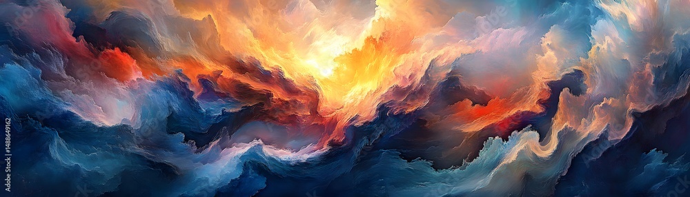 custom made wallpaper toronto digitalColorful abstract celestial landscape.