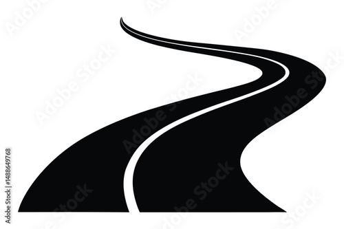 Curved road vector silhouette art illustration