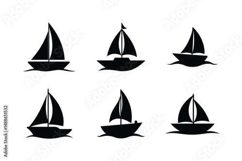 set of sailing boats