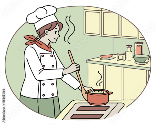 Female Chef Cooking