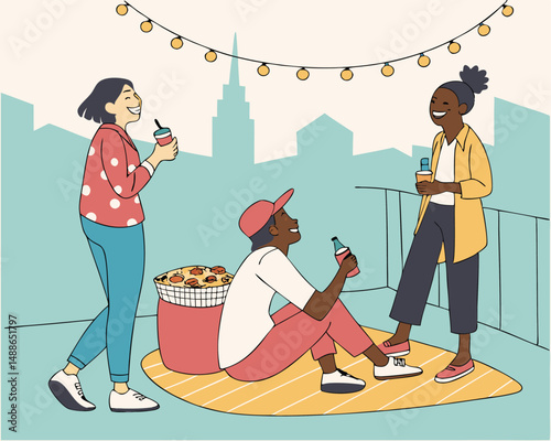 Friends at Rooftop Party