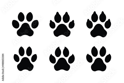 set of black and white paw prints