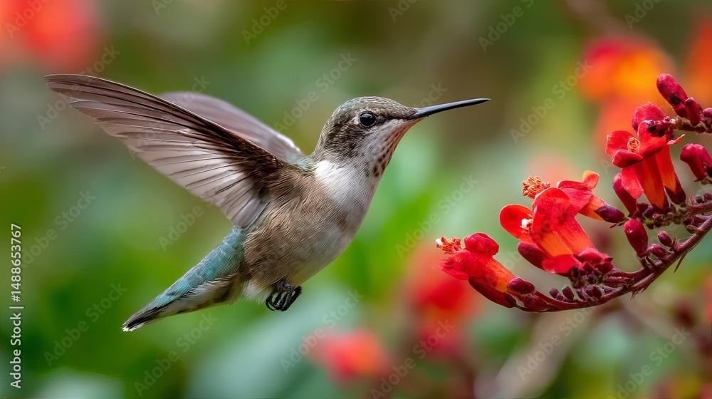Fototapeta premium Hummingbird in Flight: Stunning Nature Photography