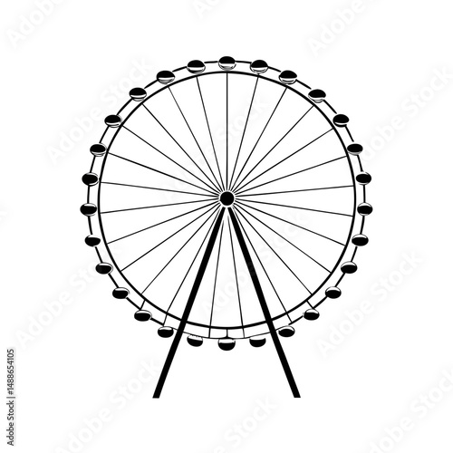 Amusement Ride outline Silhouette – Ferris Wheel Fairground Ride Illustration
