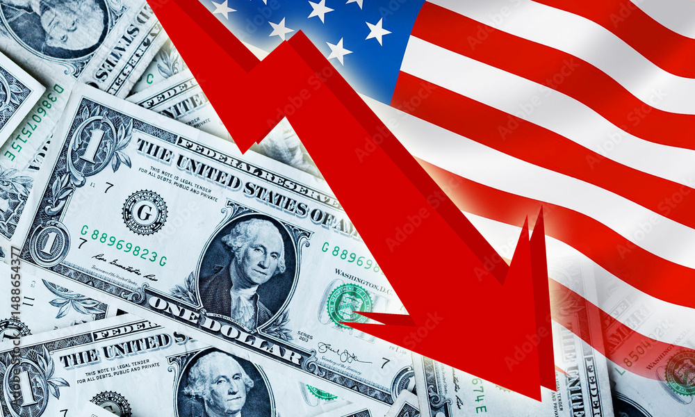 Fototapeta premium The US dollar currency fell