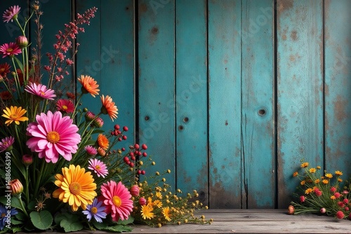 Dried flowers and herbs adorn a weathered barn wall , sage, decoration, country