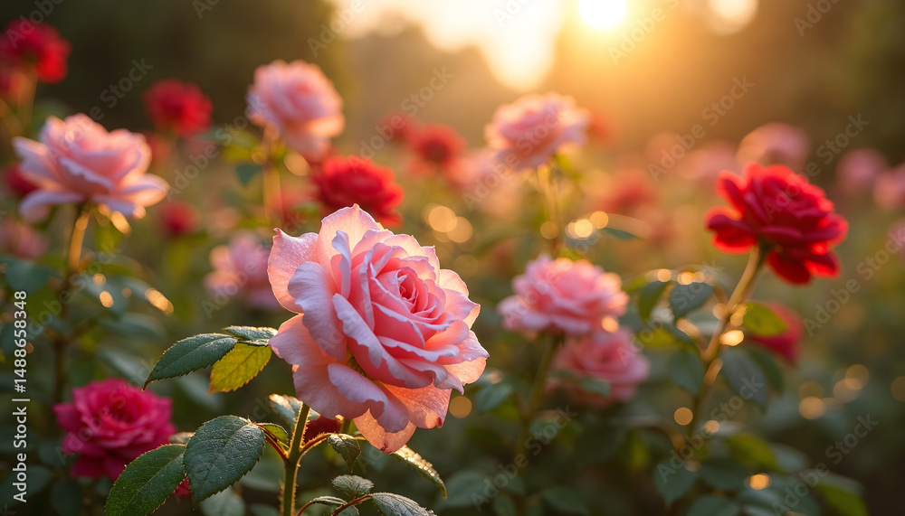 Obraz premium Classic English Rose Garden at Dawn