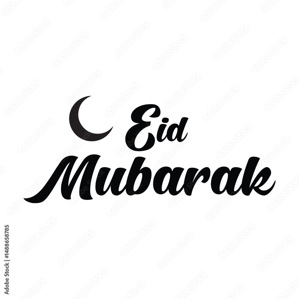 Fototapeta premium Islamic holiday greeting typography Eid Mubarak , crescent moon