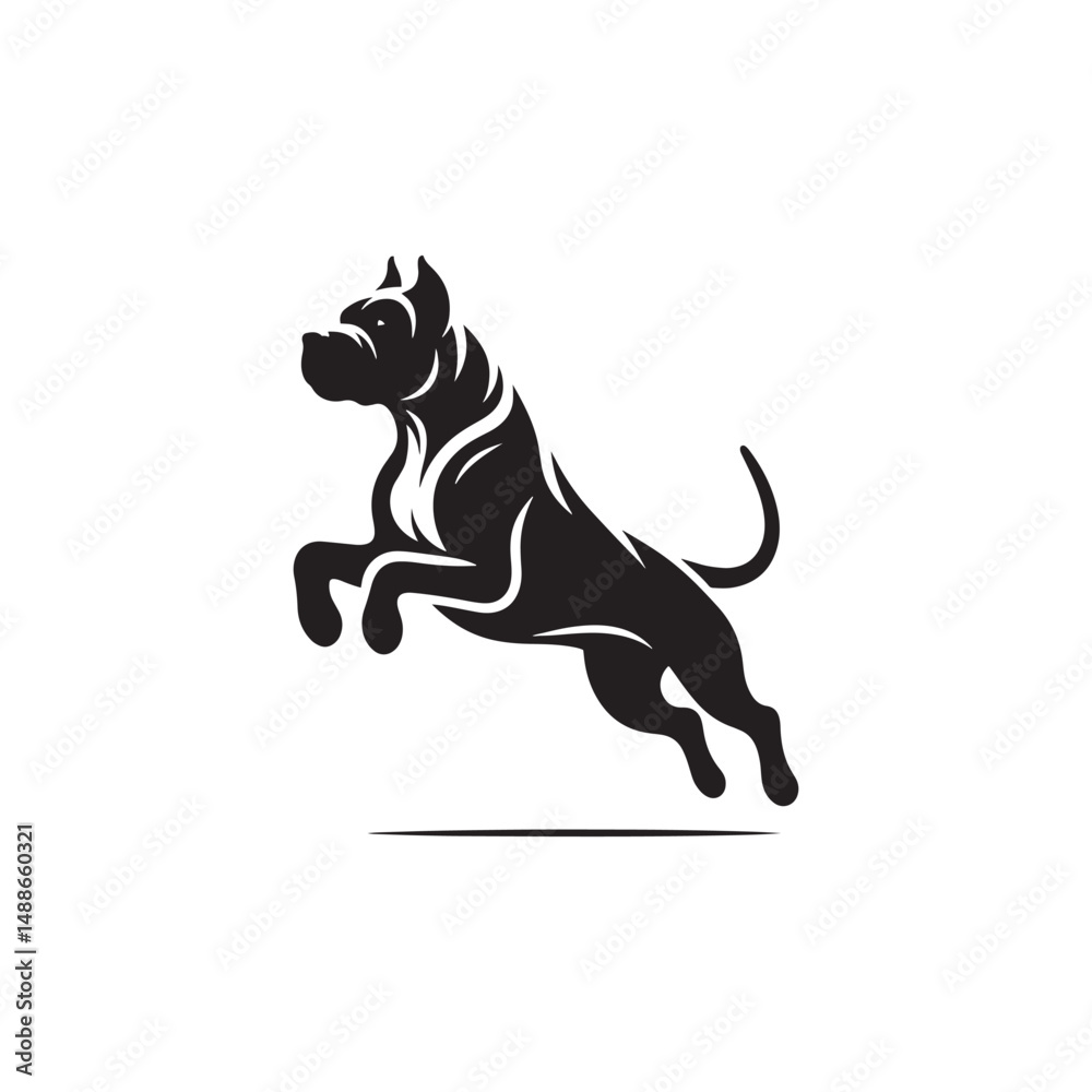 Obraz premium Bold Dogo Argentino Dog Silhouette Vector Art for Print, Tattoo, Sticker, Logo, and Graphic Design – Powerful Canine Outline for Pet Lovers and Creatives 