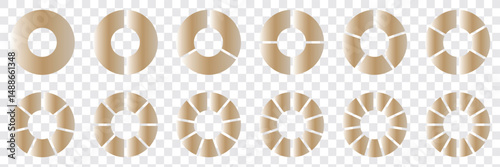 Pie charts diagrams. Different color circles isolated. Infographic element round shape. Color pizza or donut round diagram. Infographic wheel segment and fraction. eps 10