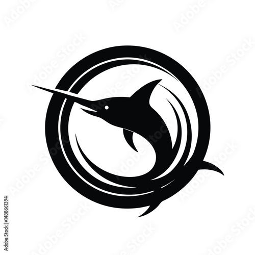Marlin in Circle Silhouette.
