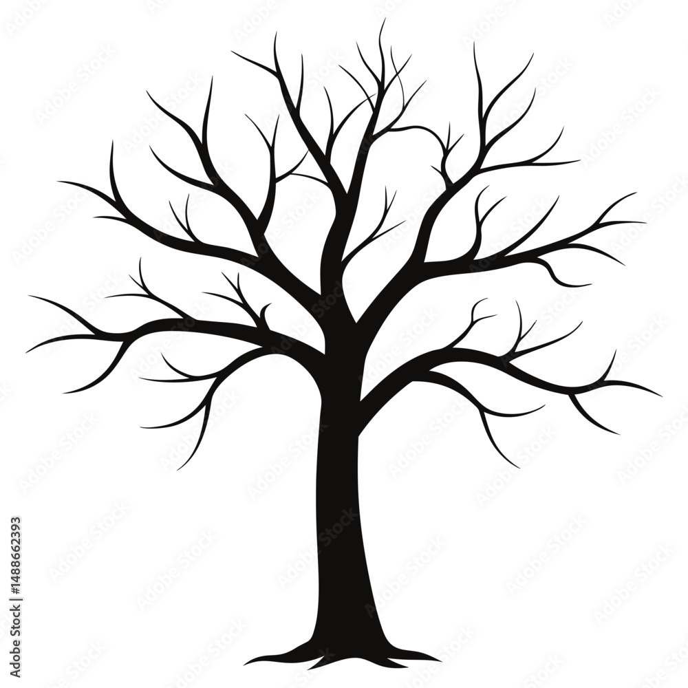 Obraz premium bare-tree-winter-silhouette-on-white-background-- (7).eps