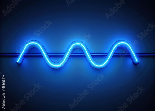 Blue neon long line glowing