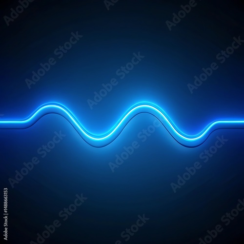 Blue neon long line glowing