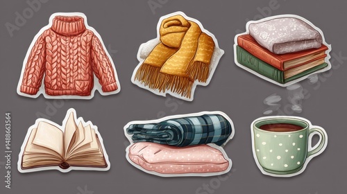 Cozy autumnal collection of warm apparel and accessories