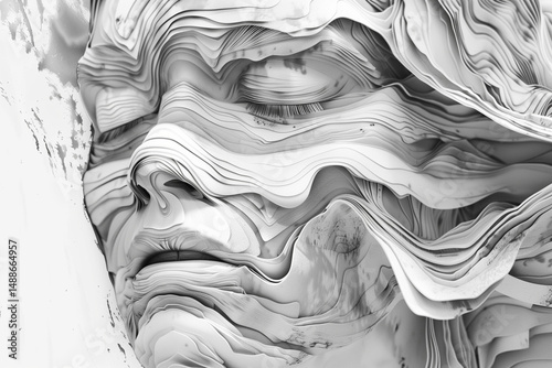 astarte.ai: Surreal Abstract Face Made of Dynamic Black Ink Lines