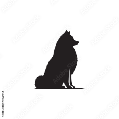 Elegant Finnish Spitz Dog Silhouette Vector Design Featuring the Distinct Foxlike Appearance, Pointed Ears, Curled Tail, and Proud Stance – Ideal for Prints, Logos, Stickers, and Pet Art.
