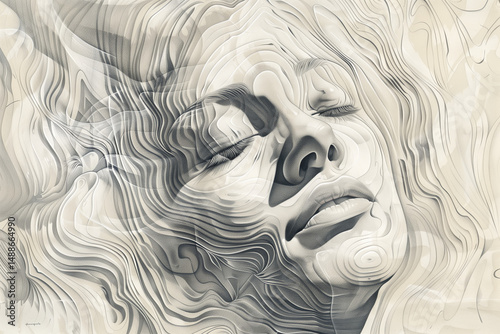 astarte.ai: Surreal Abstract Face Made of Dynamic Black Ink Lines