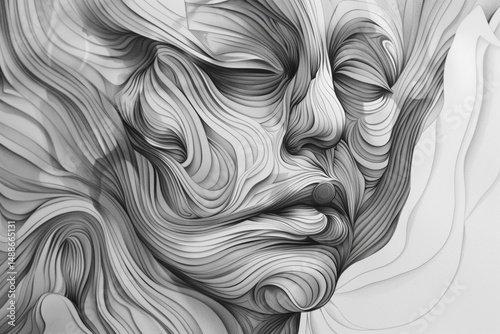 astarte.ai: Surreal Abstract Face Made of Dynamic Black Ink Lines