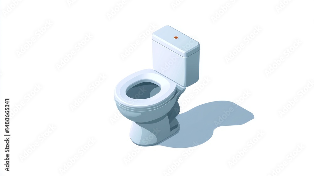 Isometric illustration of a white toilet bowl with a closed seat and tank Isometric illustration of a white toilet bowl with a closed seat and tank