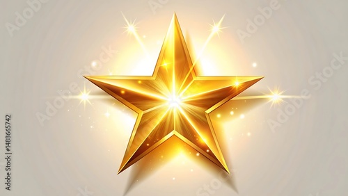 Golden Star light shine glow. Lens flare isolated on white background