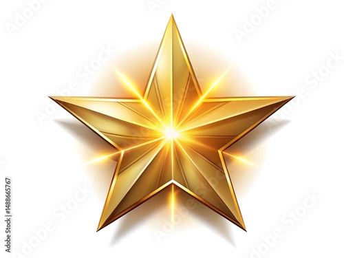 Golden Star light shine glow. Lens flare isolated on white background