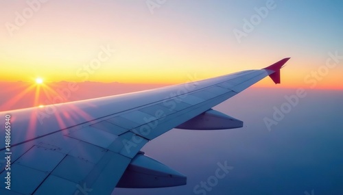 Close up view of airplane wing's leading edge, maintenance, flight
