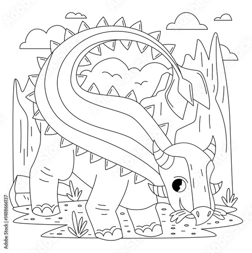 Hand drawn coloring book illustration	
