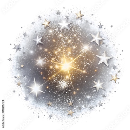 Magic white stardust and special light glowing effect Silver sparkling stars and dust Powder dust light Shining glitter dust particles luxury party elements