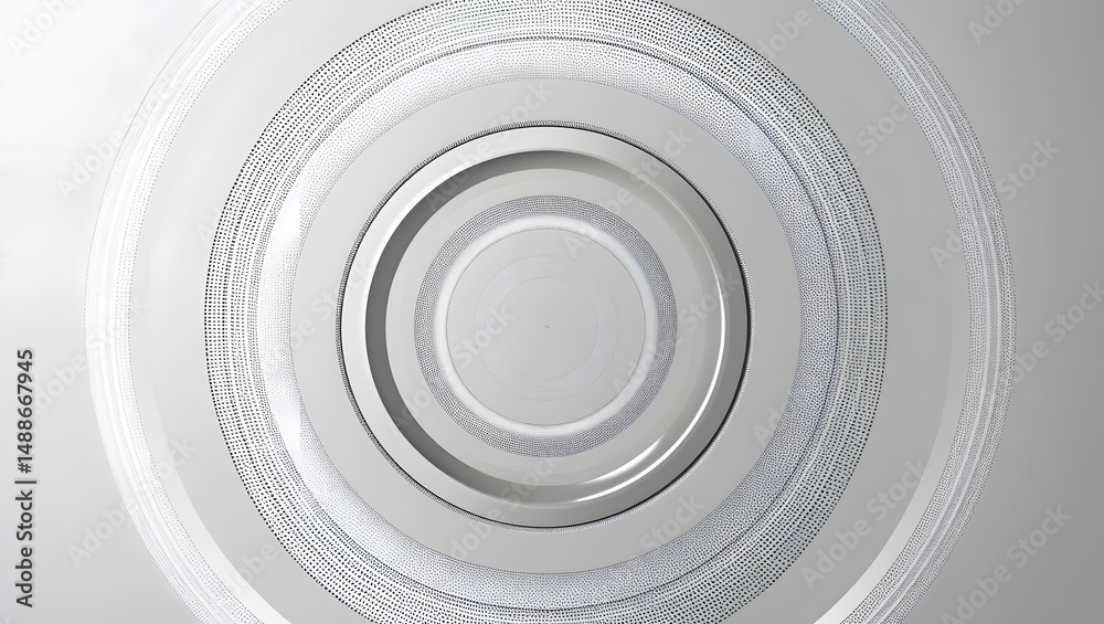 Obraz premium Halftone ring pattern radiating from center point on a white background