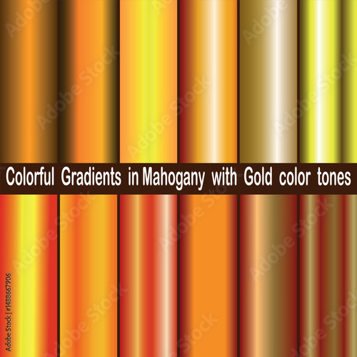 Gradient colorful Mahogony Gold Color Palette. vector with various gradient gold colors.	