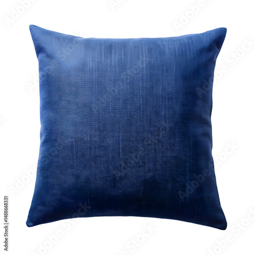 indigo blue pillow with case isolated on transparent background