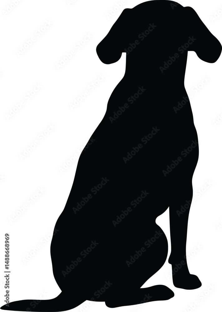 Obraz premium Dog Silhouette Sitting Minimalist Outline
