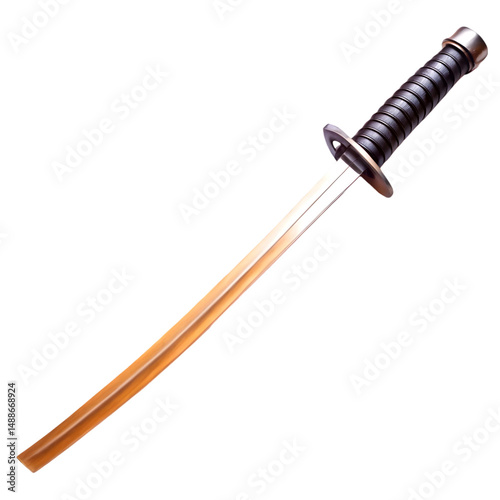 Japanese katana isolated on transparent background