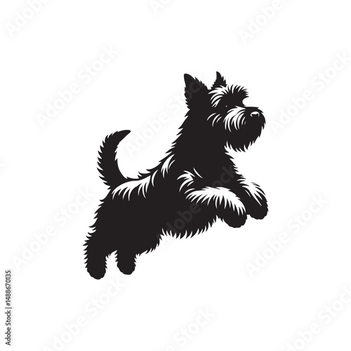 Glen of Imaal Terrier dog silhouette, sturdy and compact Irish breed vector, rugged terrier outline, loyal and brave canine profile, traditional hunting dog graphic, bold pet design.
