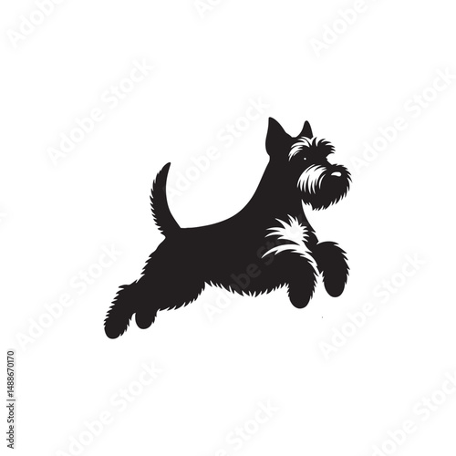 Glen of Imaal Terrier dog silhouette, sturdy and compact Irish breed vector, rugged terrier outline, loyal and brave canine profile, traditional hunting dog graphic, bold pet design.
