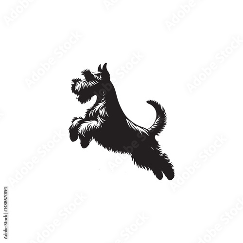 Glen of Imaal Terrier dog silhouette, sturdy and compact Irish breed vector, rugged terrier outline, loyal and brave canine profile, traditional hunting dog graphic, bold pet design.
